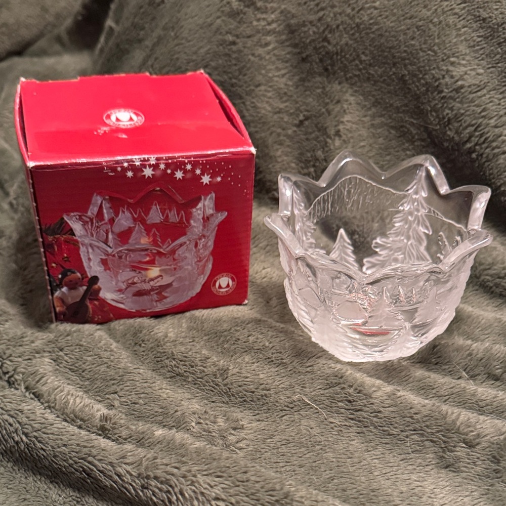 Original Walther-Glas Christmas Tree Votive Holder Clear & Frosted Trees Germany